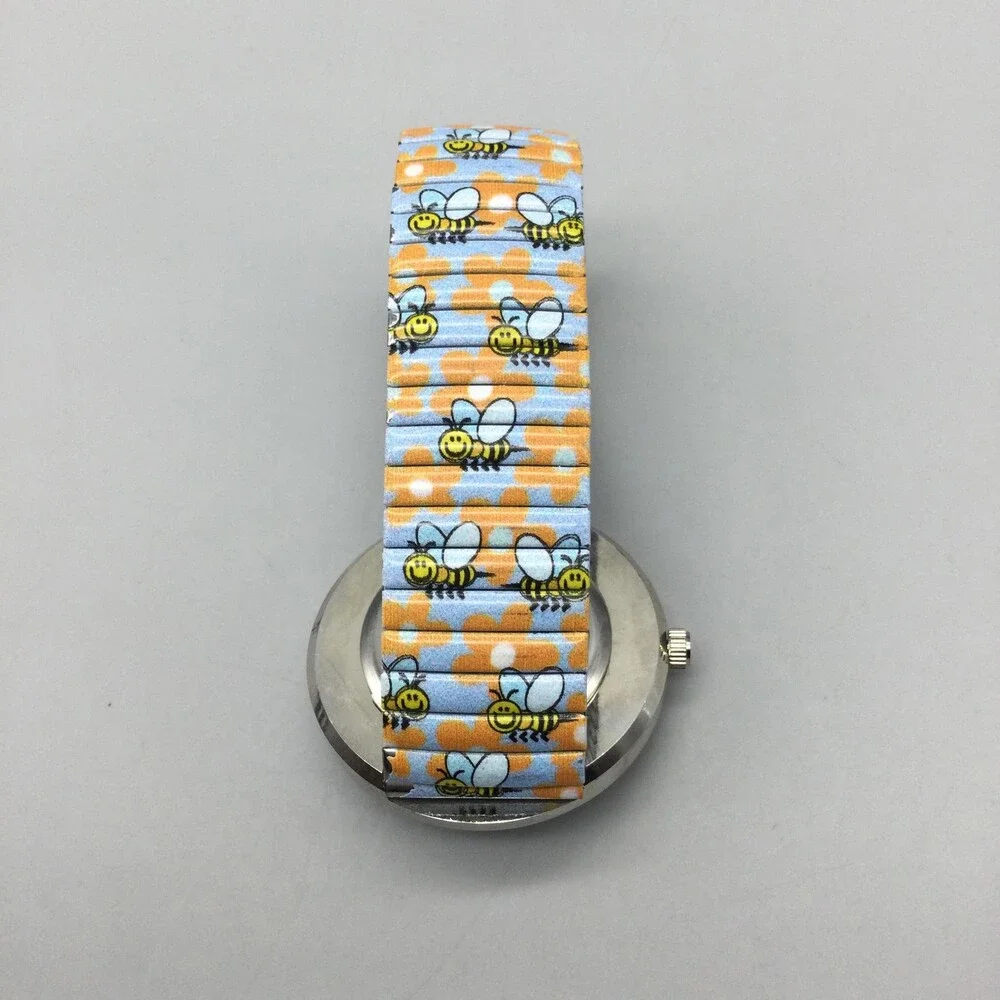 Strada Womens Watch 40mm Blue Bee Floral Dial Rhinestone Stretch New Battery